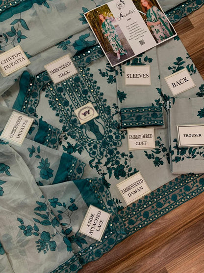 Aneela's Printed Embroidered Lawn