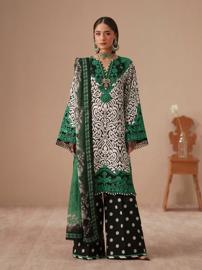 Bin ilyas Printed Embroidered Lawn 3PC Unstitched