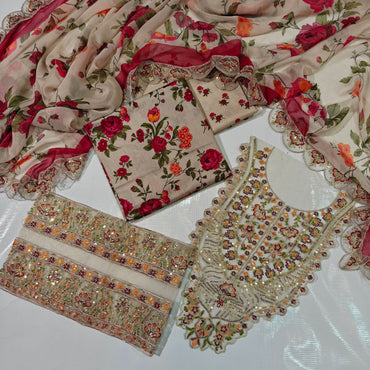Aneela's Printed Embroidered Lawn 3PC