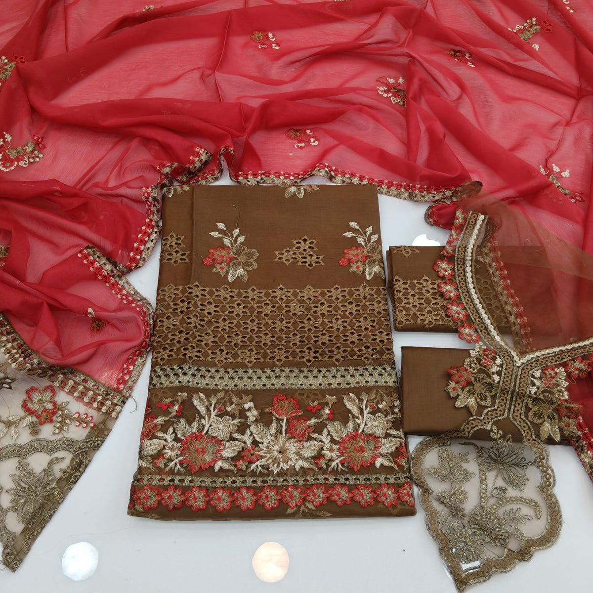 Party Wear Luxury Embroidered Cotton 3PC