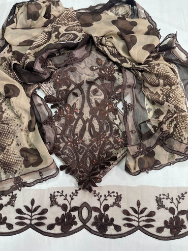 Maria B Printed Embroidered 3PC | Cheeta Print