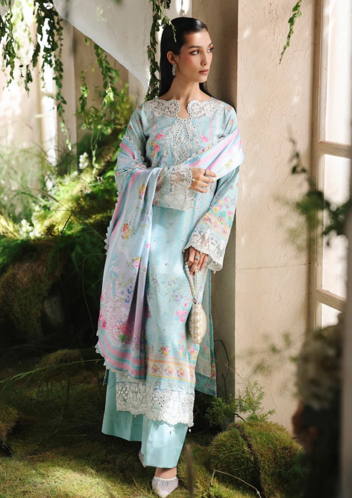 Raj Bari Printed Embroidered Lawn 3PC Unstitched