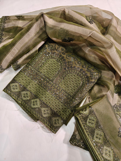 Luxury Baroque Organza Unstitched 3PC