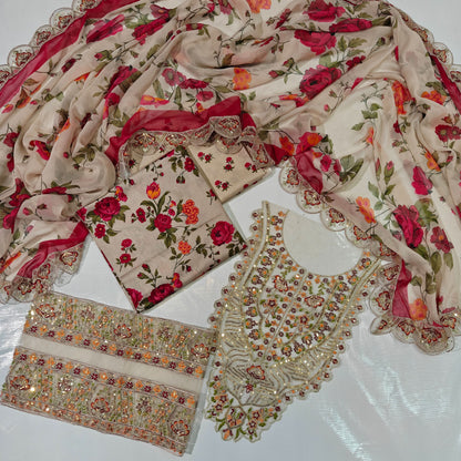 Aneela's Printed Embroidered Lawn 3PC
