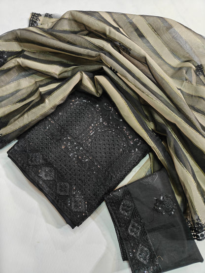 Luxury Baroque Organza Unstitched 3PC