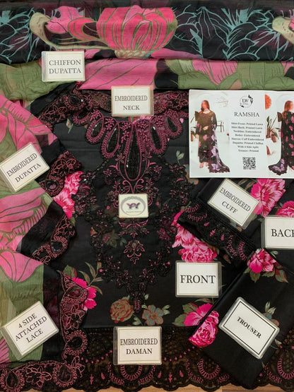 Ramsha Printed Embroidered Lawn