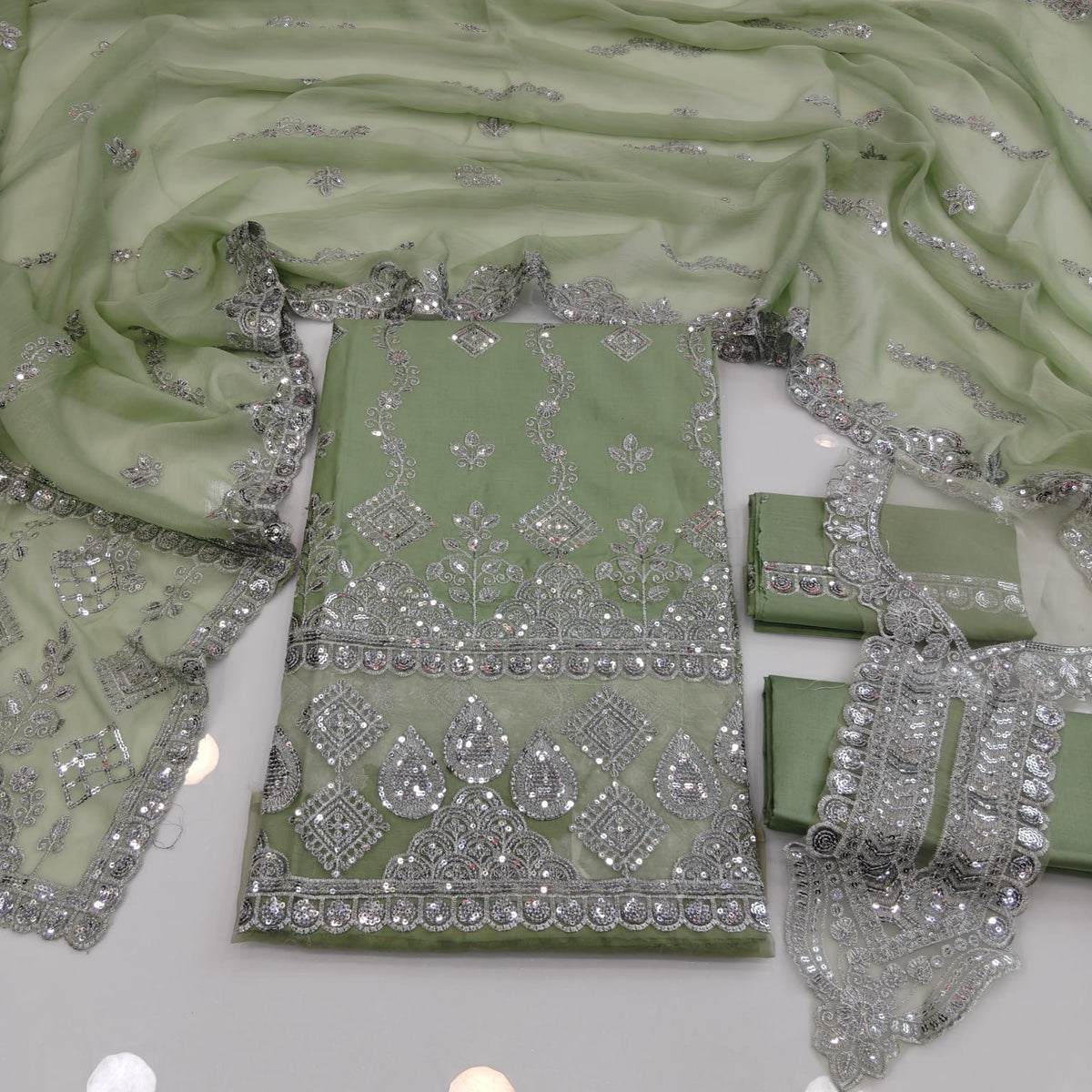 Party Wear Luxury Embroidered Cotton 3PC