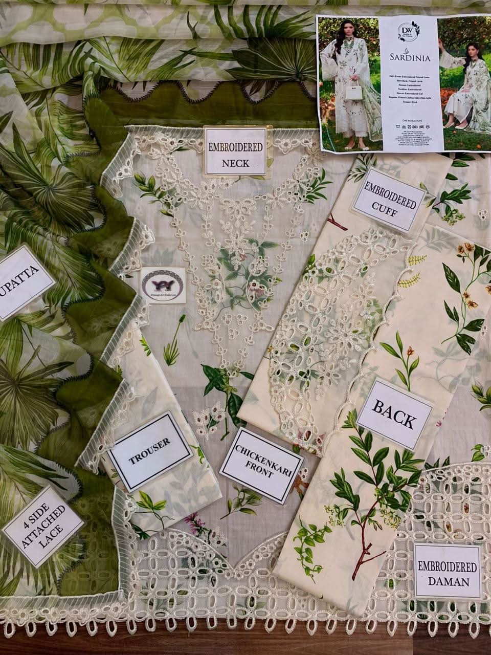 Sardinia Embroidered Printed Lawn