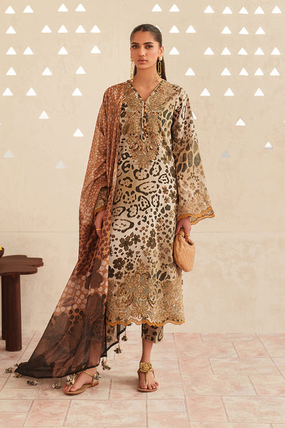 Baroque Printed Embroidered Lawn 3PC Unstitched