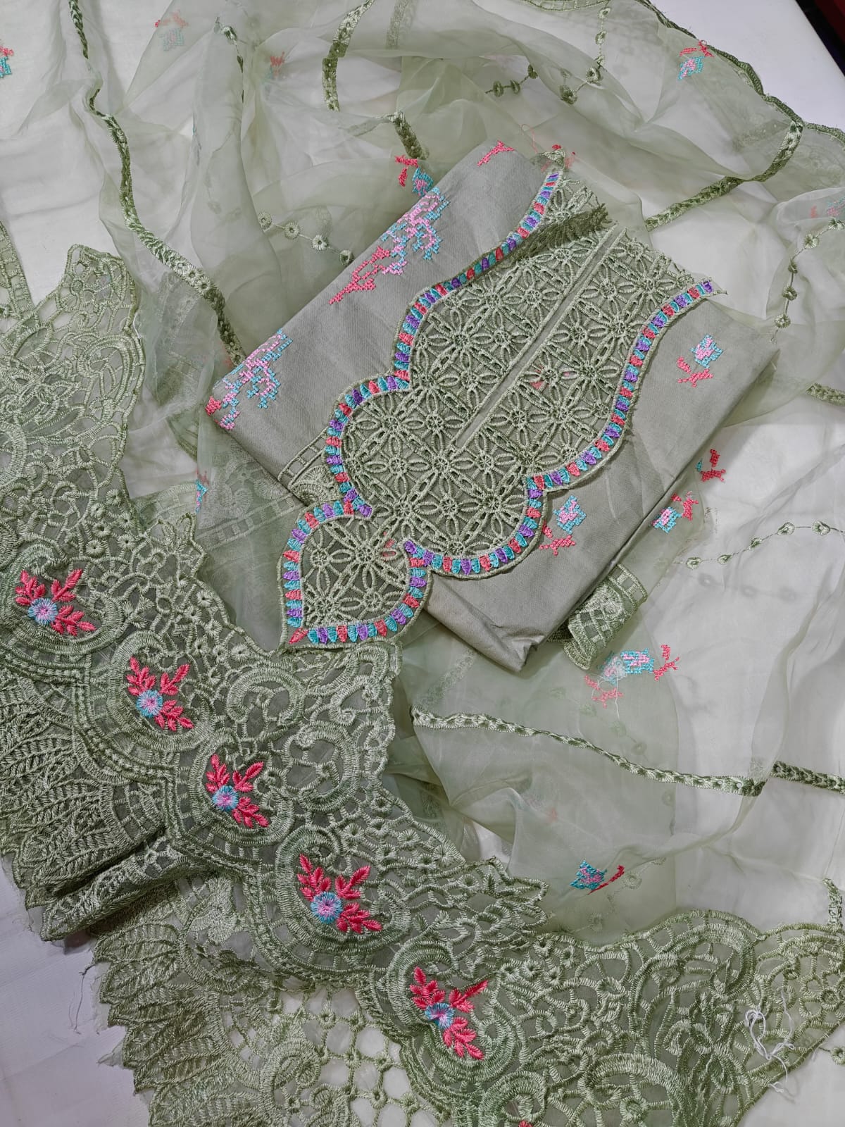 Luxury Branded Embroidered 3PC | Pista Green