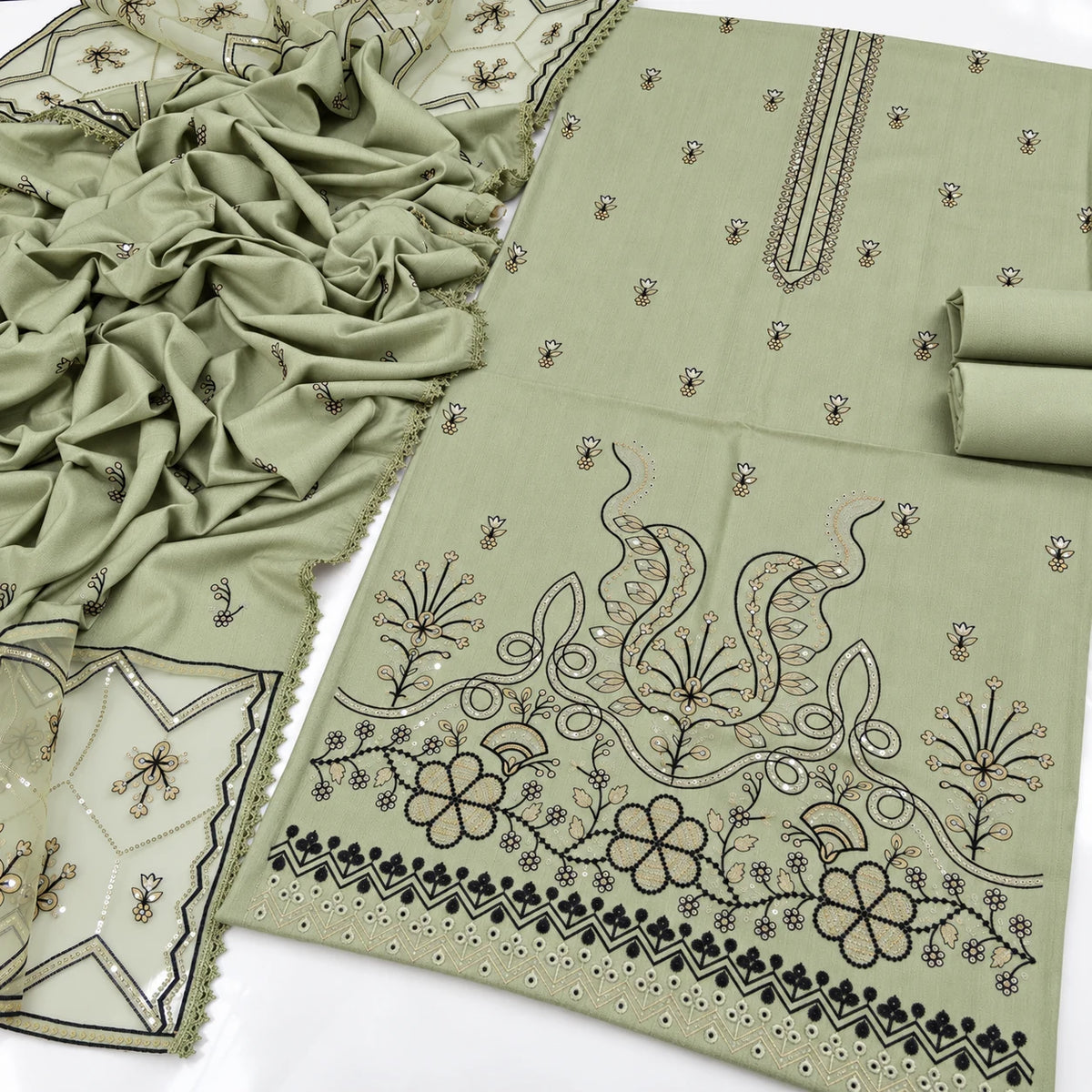 Dhanak Fancy Embroidered 3PC | VOL-67