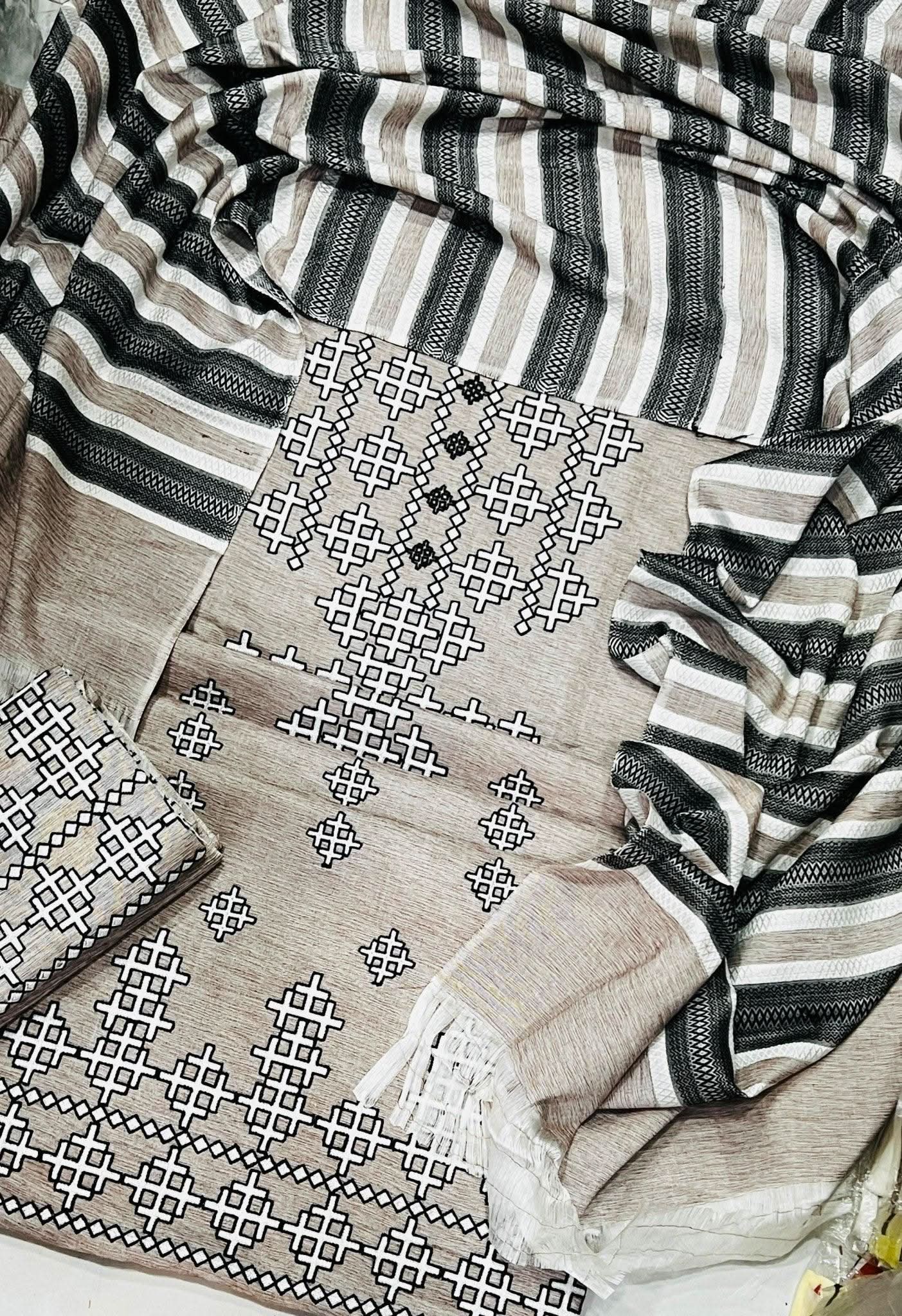 Winter Collection Khaddar Stuff 3 Piece Suit - Memon Clothes